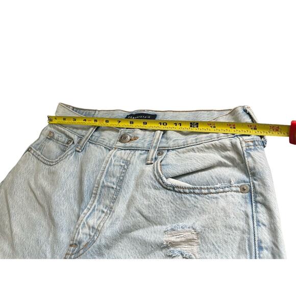 Aeropostale High-Rise Baggy Jean Medium Wash Distressed 90s Button Fly Size 8 - Picture 7 of 9